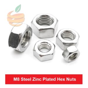 10 PCs M8 Steel Zinc Plated Hexagon Nuts