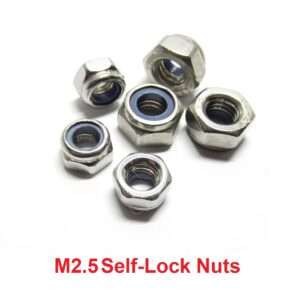 25 PCs M2.5 Stainless Steel Self-Lock Nuts
