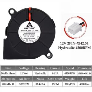 12V 5015 Hydraulic Bearing Mid-RPM Turbo Cooling Fan