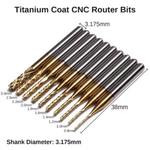 CNC Router Titanium Coated Bits 10 PCs Kit