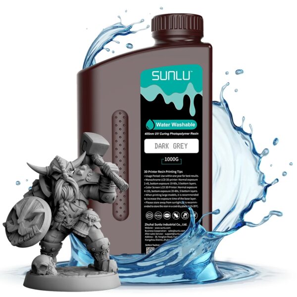 Dark Grey Water Washable Resin 1 kg – Sunlu